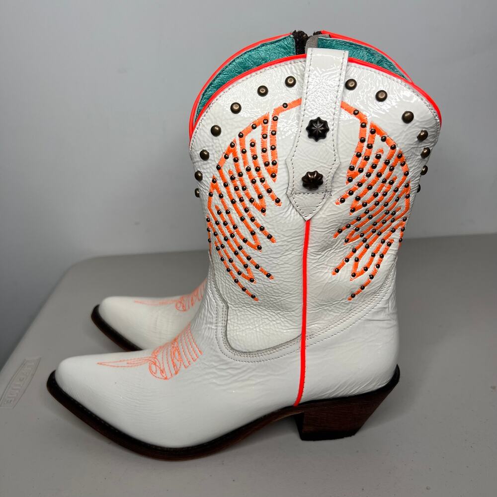 Corral White Neon Orange Cowboy Western Boots Size 39/8.5 - Picture 2 of 10